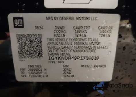 2024 Cadillac Xt5 Awd Premium Luxury z USA, uszkodzony, nr VIN 1GYKNDR49RZ756839